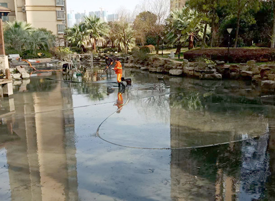 江门景观池淤泥清理